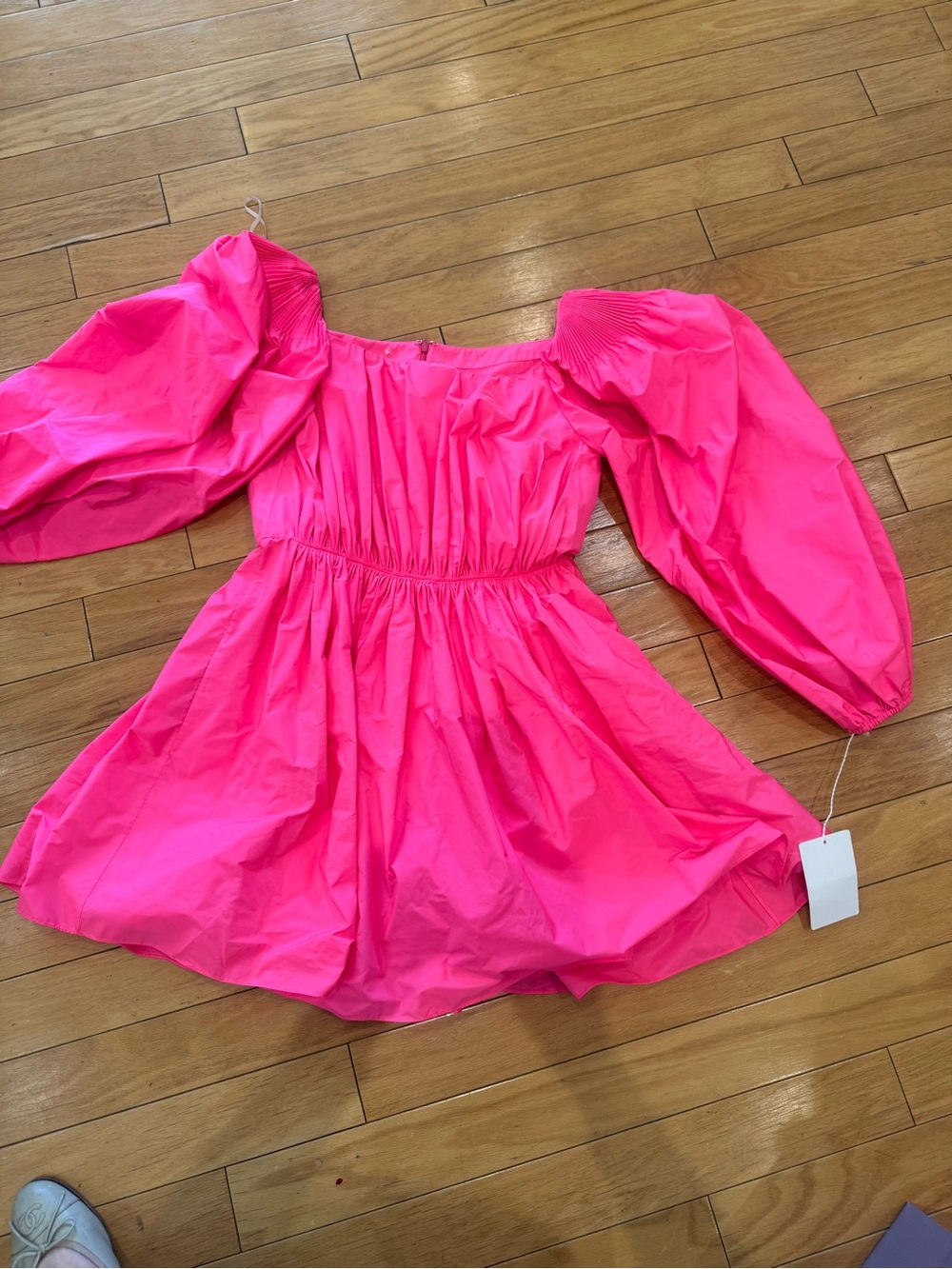 Valentino Hot Pink Puff Sleeve Mini Dress
